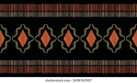 Traditional Ethnic ikat motif fabric background pattern geometric .African Ikat embroidery Ethnic oriental pattern black background wallpaper. Abstract,vector,illustration.Texture,frame,decoration.
