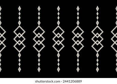 Traditional Ethnic ikat motif fabric background pattern geometric .African Ikat embroidery Ethnic oriental pattern black background wallpaper. Abstract,vector,illustration.Texture,frame,decoration.