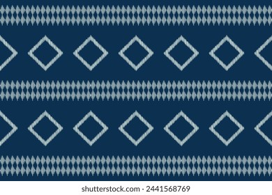 Traditional Ethnic ikat motif fabric pattern geometric style.African Ikat embroidery Ethnic oriental pattern blue background wallpaper. Abstract,vector,illustration.Texture,frame,decoration.