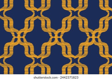 Traditional Ethnic ikat motif fabric pattern geometric style.African Ikat embroidery Ethnic oriental pattern blue background wallpaper. Abstract,vector,illustration.Texture,frame,decoration.