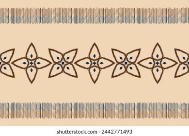 Traditional Ethnic ikat motif fabric pattern background geometric .African Ikat embroidery Ethnic pattern brown cream background wallpaper. Abstract,vector,illustration.Texture,frame,decoration.