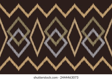 Traditional Ethnic ikat motif fabric pattern background geometric .African Ikat embroidery Ethnic oriental pattern brown background wallpaper. Abstract,vector,illustration.Texture,frame,decoration.