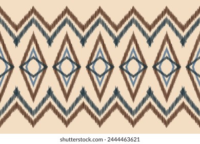 Traditional Ethnic ikat motif fabric pattern background geometric .African Ikat embroidery Ethnic pattern brown cream background wallpaper. Abstract,vector,illustration.Texture,frame,decoration.