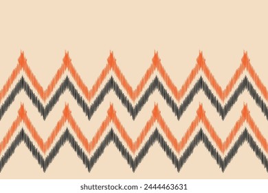 Traditional Ethnic ikat motif fabric pattern background geometric .African Ikat embroidery Ethnic pattern brown cream background wallpaper. Abstract,vector,illustration.Texture,frame,decoration.