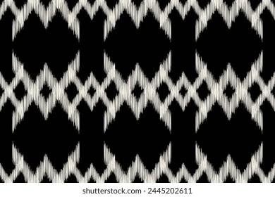 Traditional Ethnic ikat motif fabric background pattern geometric .African Ikat embroidery Ethnic oriental pattern black background wallpaper. Abstract,vector,illustration.Texture,frame,decoration.