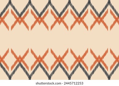 Traditional Ethnic ikat motif fabric pattern background geometric .African Ikat embroidery Ethnic pattern brown cream background wallpaper. Abstract,vector,illustration.Texture,frame,decoration.