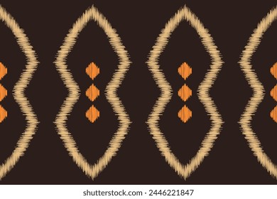 Traditional Ethnic ikat motif fabric pattern background geometric .African Ikat embroidery Ethnic oriental pattern brown background wallpaper. Abstract,vector,illustration.Texture,frame,decoration.