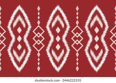 Traditional Ethnic ikat motif fabric pattern geometric style.African Ikat embroidery Ethnic oriental pattern red background wallpaper. Abstract,vector,illustration.Texture,frame,decoration.
