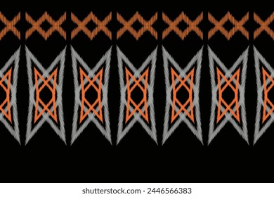 Traditional Ethnic ikat motif fabric background pattern geometric .African Ikat embroidery Ethnic oriental pattern black background wallpaper. Abstract,vector,illustration.Texture,frame,decoration.