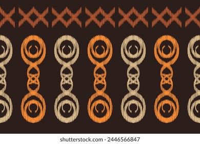 Traditional Ethnic ikat motif fabric pattern background geometric .African Ikat embroidery Ethnic oriental pattern brown background wallpaper. Abstract,vector,illustration.Texture,frame,decoration.