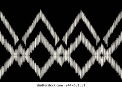 Traditional Ethnic ikat motif fabric background pattern geometric .African Ikat embroidery Ethnic oriental pattern black background wallpaper. Abstract,vector,illustration.Texture,frame,decoration.