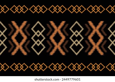 Traditional Ethnic ikat motif fabric background pattern geometric .African Ikat embroidery Ethnic oriental pattern black background wallpaper. Abstract,vector,illustration.Texture,frame,decoration.
