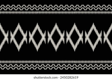 Traditional Ethnic ikat motif fabric background pattern geometric .African Ikat embroidery Ethnic oriental pattern black background wallpaper. Abstract,vector,illustration.Texture,frame,decoration.