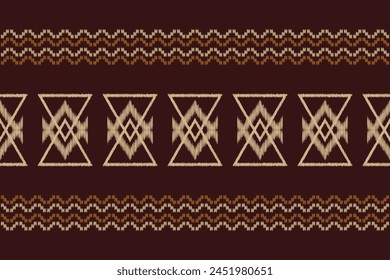 Traditional Ethnic ikat motif fabric pattern background geometric .African Ikat embroidery Ethnic oriental pattern brown background wallpaper. Abstract,vector,illustration.Texture,frame,decoration.