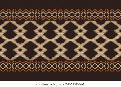 Traditional Ethnic ikat motif fabric pattern background geometric .African Ikat embroidery Ethnic oriental pattern brown background wallpaper. Abstract,vector,illustration.Texture,frame,decoration.