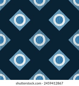 Traditional Ethnic ikat motif fabric pattern geometric style.African Ikat embroidery Ethnic oriental pattern blue background wallpaper. Abstract,vector,illustration.Texture,frame,decoration.