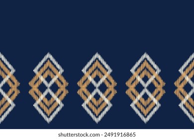 Traditional Ethnic ikat motif fabric pattern geometric style.African Ikat embroidery Ethnic oriental pattern blue background wallpaper. Abstract,vector,illustration.Texture,frame,decoration.
