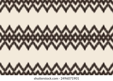 Traditional Ethnic ikat motif fabric pattern geometric style.African Ikat embroidery Ethnic oriental pattern brown cream background wallpaper. Abstract,vector,illustration.Texture,frame,decoration.