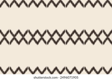 Traditional Ethnic ikat motif fabric pattern geometric style.African Ikat embroidery Ethnic oriental pattern brown cream background wallpaper. Abstract,vector,illustration.Texture,frame,decoration.