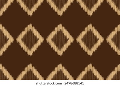 Traditional Ethnic ikat motif fabric pattern geometric style.African Ikat embroidery Ethnic oriental pattern brown background wallpaper. Abstract,vector,illustration.Texture,frame,decoration.