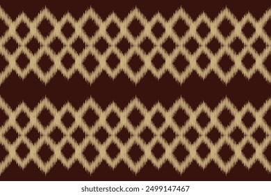 Traditional Ethnic ikat motif fabric pattern geometric style.African Ikat embroidery Ethnic oriental pattern brown background wallpaper. Abstract,vector,illustration.Texture,frame,decoration.