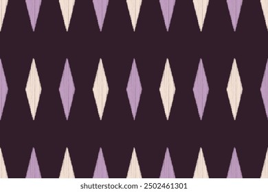 Traditional Ethnic ikat motif fabric pattern geometric style.Ikat embroidery Ethnic oriental pattern violet purple background wallpaper. Abstract,vector,illustration.Texture,frame,decoration.
