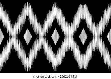 Traditional Ethnic ikat motif fabric pattern geometric style.African Ikat embroidery Ethnic oriental pattern black ikat background wallpaper. Abstract,vector,illustration.Texture,frame,decoration.