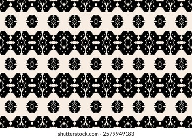 Traditional Ethnic ikat motif fabric pattern geometric background.African Ikat embroidery Ethnic oriental pattern background wallpaper. Abstract, vector, illustration.Texture, frame, decoration.