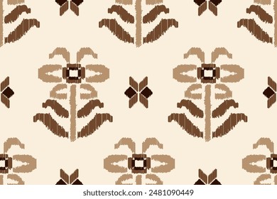 Traditional ethnic motifs ikat flora fabric pattern. Ikat embroidery Ethnic oriental background. Abstract, Texture, scarf, decoration, wallpaper.