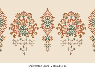 Traditional ethnic motifs ikat flora fabric pattern. Ikat embroidery Ethnic oriental background. Abstract, Texture, scarf, decoration, wallpaper.