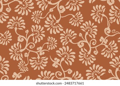 Traditional ethnic motifs ikat flora fabric pattern. Ikat embroidery Ethnic oriental background. Abstract, Texture, scarf, decoration, wallpaper.