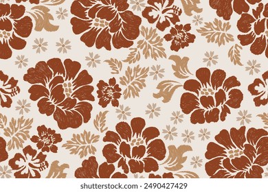 Traditional ethnic motifs ikat flora fabric pattern. Ikat embroidery Ethnic oriental background. Abstract, Texture, scarf, decoration, wallpaper