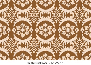 Traditional ethnic motifs ikat flora fabric pattern. Ikat embroidery Ethnic oriental background. Abstract, Texture, scarf, decoration, wallpaper