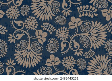 Traditional ethnic motifs ikat flora fabric pattern. Ikat embroidery Ethnic oriental background. Abstract, Texture, scarf, decoration, wallpaper