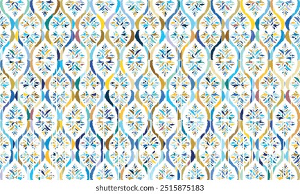 Traditional ethnic motifs ikat flora fabric pattern. Ikat embroidery Ethnic oriental background."This content was created using vector drawing tools and software, not generated by AI"