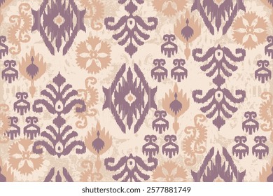 Traditional ethnic motifs ikat flora fabric pattern. Ikat embroidery Ethnic oriental background. Aztec-style abstract vector illustration. Design for texture, fabric, clothing, wrapping, decoration