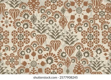 Traditional ethnic motifs ikat flora fabric pattern. Ikat embroidery Ethnic oriental background. Aztec-style abstract vector illustration. Design for texture, fabric, clothing, wrapping, decoration