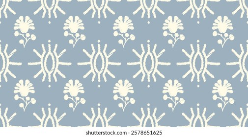 Traditional ethnic motifs ikat flora fabric pattern. Ikat embroidery Ethnic oriental background. Aztec-style abstract vector illustration. Design for texture, fabric, clothing, wrapping, decoration