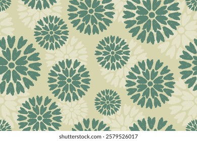 Traditional ethnic motifs ikat flora fabric pattern. Ikat embroidery Ethnic oriental background. Aztec-style abstract vector illustration. Design for texture, fabric, clothing, wrapping, decoration