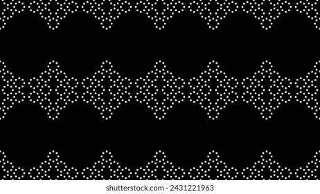 Traditional ethnic motifs ikat geometric fabric pattern cross stitch.Ikat embroidery Ethnic oriental Pixel black background.Abstract,vector,illustration. Texture,scarf,decoration,wallpaper.