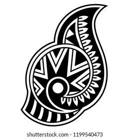 Traditional Ethnic ornament - symbol of the Maori people. Vintage decorative Sacral tribal sign in the Polenesian style for application of tattoo and Moko.