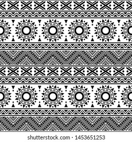 Traditional Ethnic Pattern with aztec design in black and white color