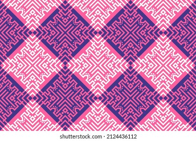 Traditional Ethnic Pattern With Geometric Lines And Diamond Shapes, Seamless Decorative Design,Cultural Textiles And Folk Motif