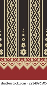 Traditional ethnic pattern Ikat pattern Geometric shape design red and dark brown color for fabric cloth dress curtains Indonesian Aztec African 