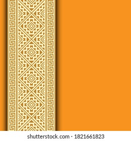 Traditional ethnic pattern texture design background in yellow color. background design for invitation, greeting, and etc