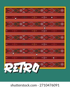 Textiles con motivos étnicos tradicionales con estilo de dibujos animados retro