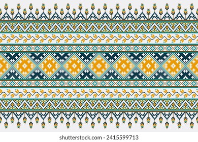 Traditional Ethnic Pixel Art Pattern.  Vector design for background or wallpaper