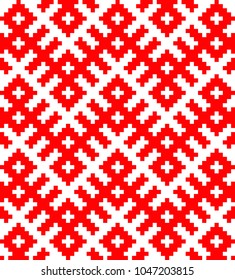 Traditional ethnic Russian and Slavic ornament. First layer is seamless pattern. Symmetric view in the form of squares.