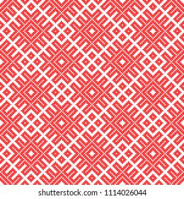 Traditional ethnic Russian and slavic ornament.DISABLING LAYER, you can obtain seamless pattern.The pattern is filled with red circles.