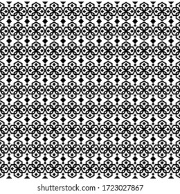 Traditional Ethnic Seamless Pattern design vector in black white color. Illustration of Aztec Seamless pattern design